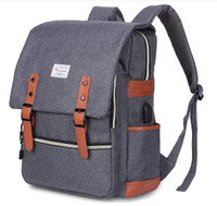 Modoker Vintage Laptop Travel Fashion Backpack; Grey; New