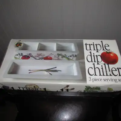 10 piece Dip Chiller set.....two 2 piece small sets....one party size chiller 2 pieces.....one veggi...