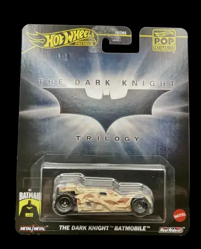HOTWHEELS PREMIUM. POP CULTURE THE DARK KNIGHT TRILOGY BATMOBILE NEW THE PHOTOGRAPHS DEPICT THE COND...