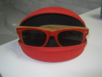 Eco-friendly red wood-framed sunglasses