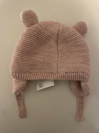 Brand new Baby Gap Girl 3-6 months Pink Bear Winter Hat 
