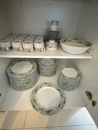 vintage fine china Christopher Stuart under Mikasa YO235 Polynesia set set of 16 16 large dinner pla...
