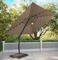 NEW 10ft Offset Umbrella w/ Square Solar LED Cantilever Umbrella
