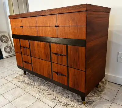 Restored Mid  Century Walnut Dresser or Sideboard, View more