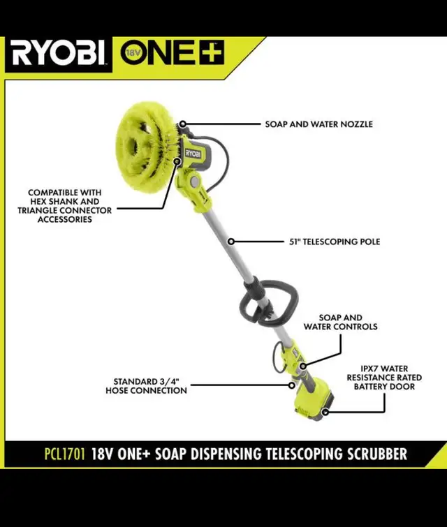 RYOBI 18V ONE+ Cordless Soap Dispensing Scrubber (Tool Only in Power Tools in Hamilton - Image 3