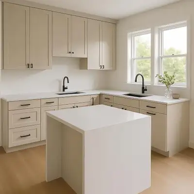 Warm Beige Kitchen Cabinets, View more