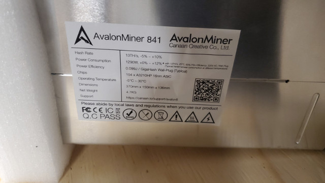 Bitcoin Miner Avalon 841 14.3Ths ( Antminer S9) dans Autre  à Ville de Montréal