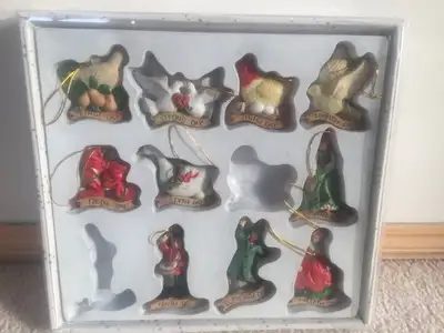 Vintage - 12 Days Of Christmas Porcelain Tree Ornament Set, View more
