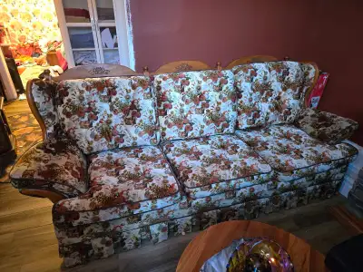 70s floral soft velour couch , View more
