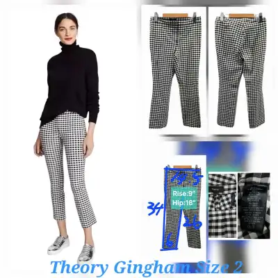 Theory Classic Skinny Ankle Pants in Gingham Size 2, View more