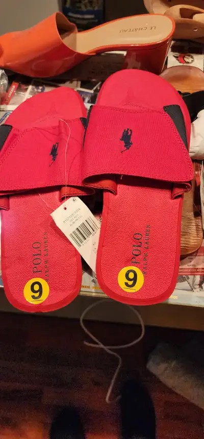 New Ladies Red Polo Slip-In Sandals size 9, View more