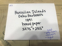 * Large paper map Hawaiian Islands, Oahu Harbours, 1891, Hawaii