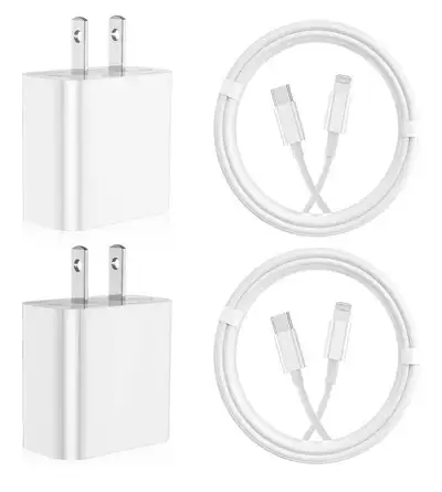 Apple iPhone MFi Certified Fast Charger 4-Pack – 2 + 2 Cables, View more