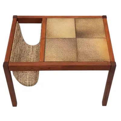 Table scandinave mid-century en teck et céramique , View more