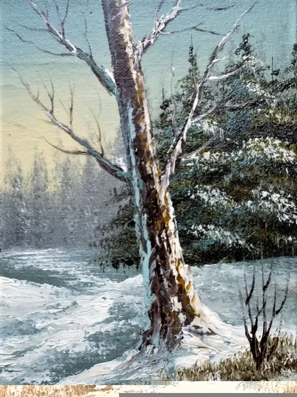 Lovely Serene Vintage Framed Original Winter Woods Oil Painting! in Arts & Collectibles in London - Image 8