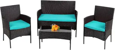 Cushion Colour: Green/Blue Size: One Size Style: Garden Shape: Rectangular ♫【Easy assembly】: This ou...