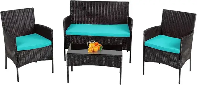 Set of 4 pieces Wicker Patio Furniture, Rustic Brown Color  in Patio & Garden Furniture in Markham / York Region - Image 2