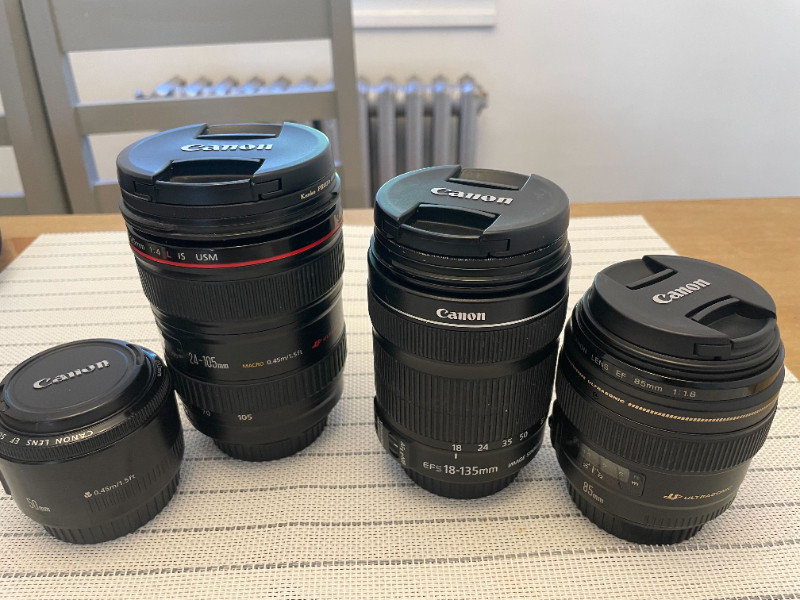 Used, Canon Lenses: RF 24-105mm f/4L ; EF 50mm f/1.4, 18-135mm & MORE! for sale  