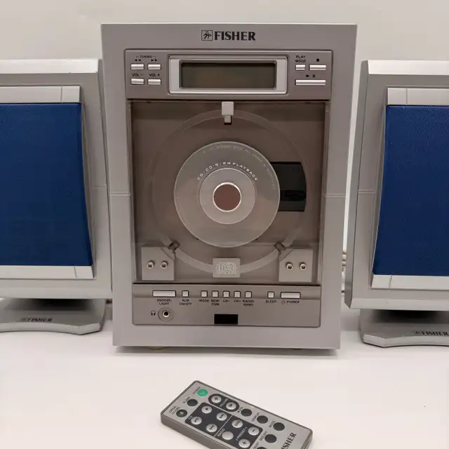 Fisher Vertical CD Stereo System SLIM-1400BL Speakers Remote  in Stereo Systems & Home Theatre in City of Toronto - Image 3