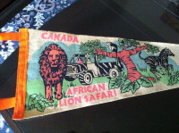 Vintage African Lion Safari Rockton Ontario Felt Pennant