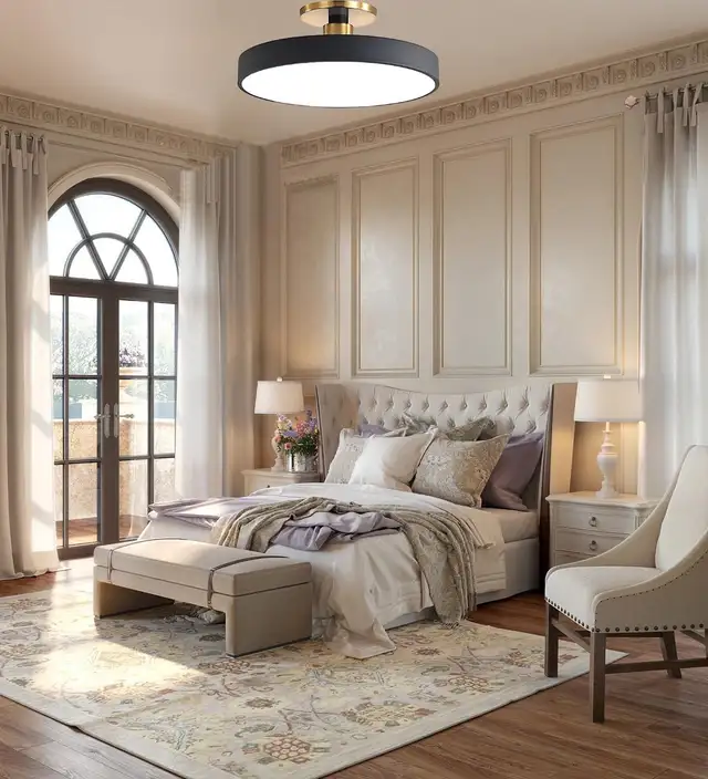 Modern LED Semi Flush Mount Ceiling Light Black 48W Mid Century in Indoor Lighting & Fans in City of Toronto - Image 5