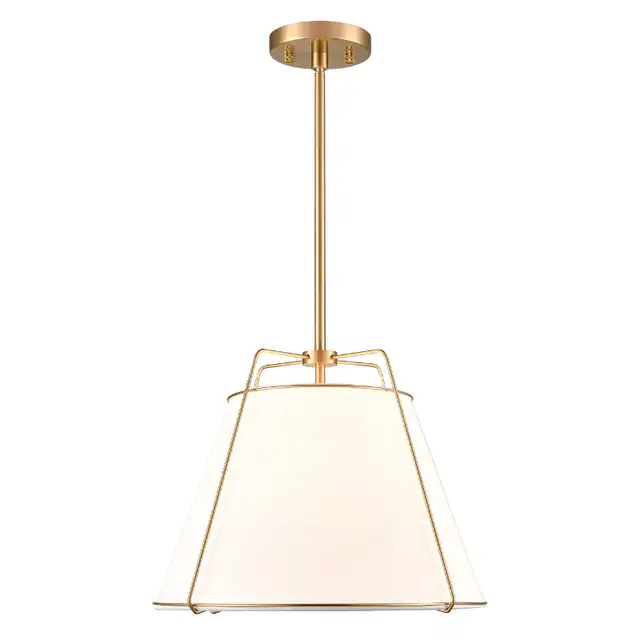 NEW Light Society 15 Inch 1-Light Brass Chandelier White Shade in Indoor Lighting & Fans in London - Image 4