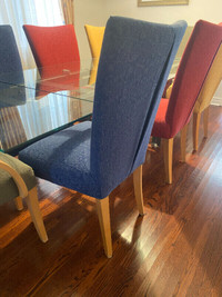 8 Dining Room Chairs - Upholstered Wood: 6 plus 2 Arm Chairs