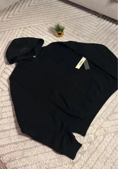 New black essentials hoodie with dust bag, View more