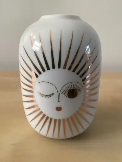 RÄDER DESIGN 5.5” TREVOLY “SOPHIE” Porcelain Celestial Sun Vase, View more