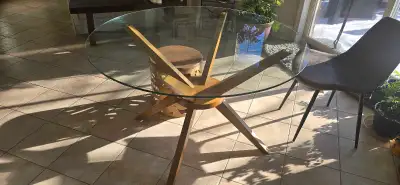 Round glass top dining table, View more