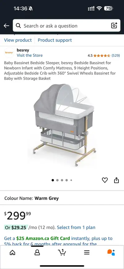  besrey Bedside Bassinet for Newborn Infant with Comfy Mattress, View more