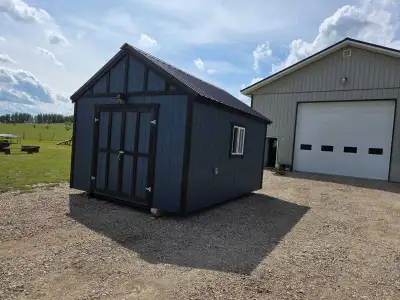 12×16 storage shed with 2 slider windows and 72"w ×80" h door. Built with 2×4 and lp smartpanel on e...