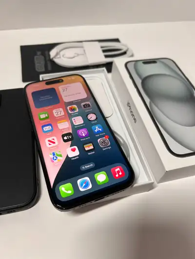 iPhone 15 | Unlocked | 128GB | Box, Case, Accessories, View more