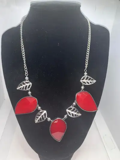 Necklace - Red Stones - costume jewelry