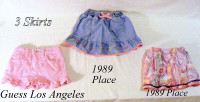 Girls skirts, 1 Guess jeans skirt 3T and 2 1985 PLACE skirts 4T