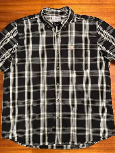 Carhartt Men's Relaxed Fit Black White Check Plaid SS Shirt XL, View more