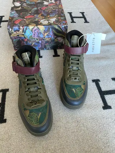Valentino Camo Leather High Top Sneaker Size 42, View more