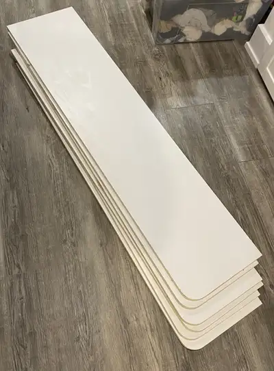 6 white melanin shelves (51 x 12 inches)., View more