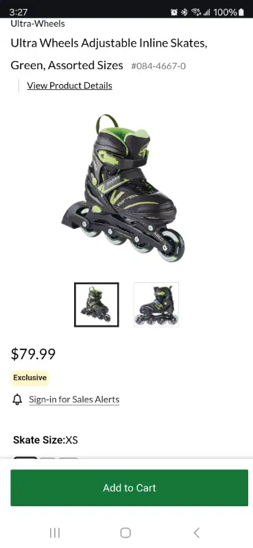 Brand New Kids Adjustable Skates, Green, View more