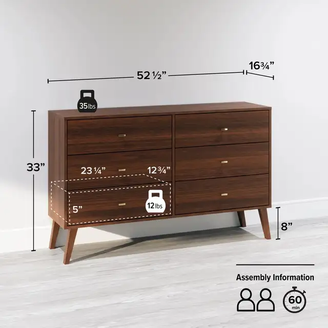 Wade Logan Double Dresser 6-drawer MCM in Dressers & Wardrobes in City of Toronto - Image 3