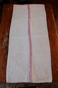 Vintage Hemp Linen Grain Sack With Red #1