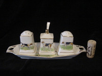 Antique Royal Winton Fox Hunting 4 pc Cruet Set Shakers Hound