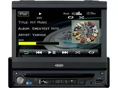 Jensen VM9116 Single Din 7" Touch Screen DVD, MP3, iPod, USB Flip out Receiver $90 Unit includes: In...