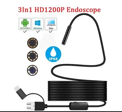 New Camera Borescope mini 5 m soft cable flexible tube type c vi, View more