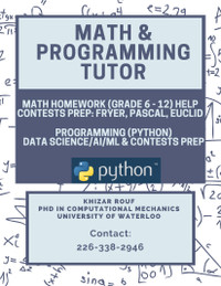 Expert Math & Programming Tutor - Homework Help & Contests Prep