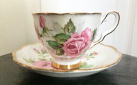 Vintage mismatch teacup & saucer, ROYAL STAFFORD + ROYAL ALBERT.