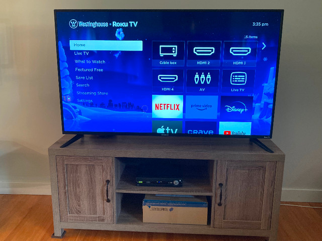 48” Roku TV with Grey tv stand/storage stand | TVs | Regina | Kijiji