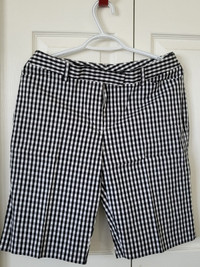 Brooks Brothers Black/White Stretch Cotton Twill Bermuda Shorts