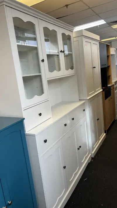 74.2'' Tall Kitchen Pantry Cabinet with Glass Doors, Large Hutch, View more