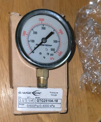 New GAUGETECH 2.5 inch pressure gauge 0/600Psi/4000kPa